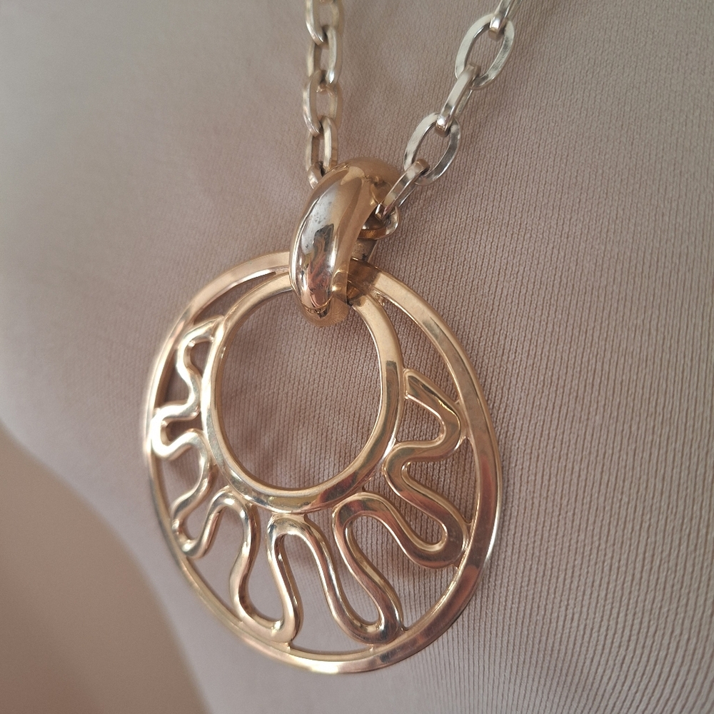 Sarah Coventry Golden Nile Goldtone Necklace Chain Pendant Egyptian Revival 1971